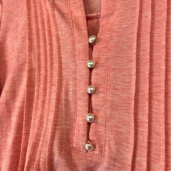 NWT LUYAA Pink Salmon Short Sleeve Blouse 5 Button Sz Small - Picture 5 of 8